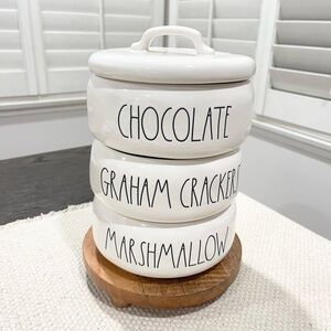 Rae Dunn S’mores Stacker - CHOCOLATE, GRAHAM CRACKERS, MARSHMALLOW